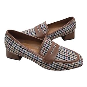 NEW Donald Pliner Houndstooth Penny Loafers